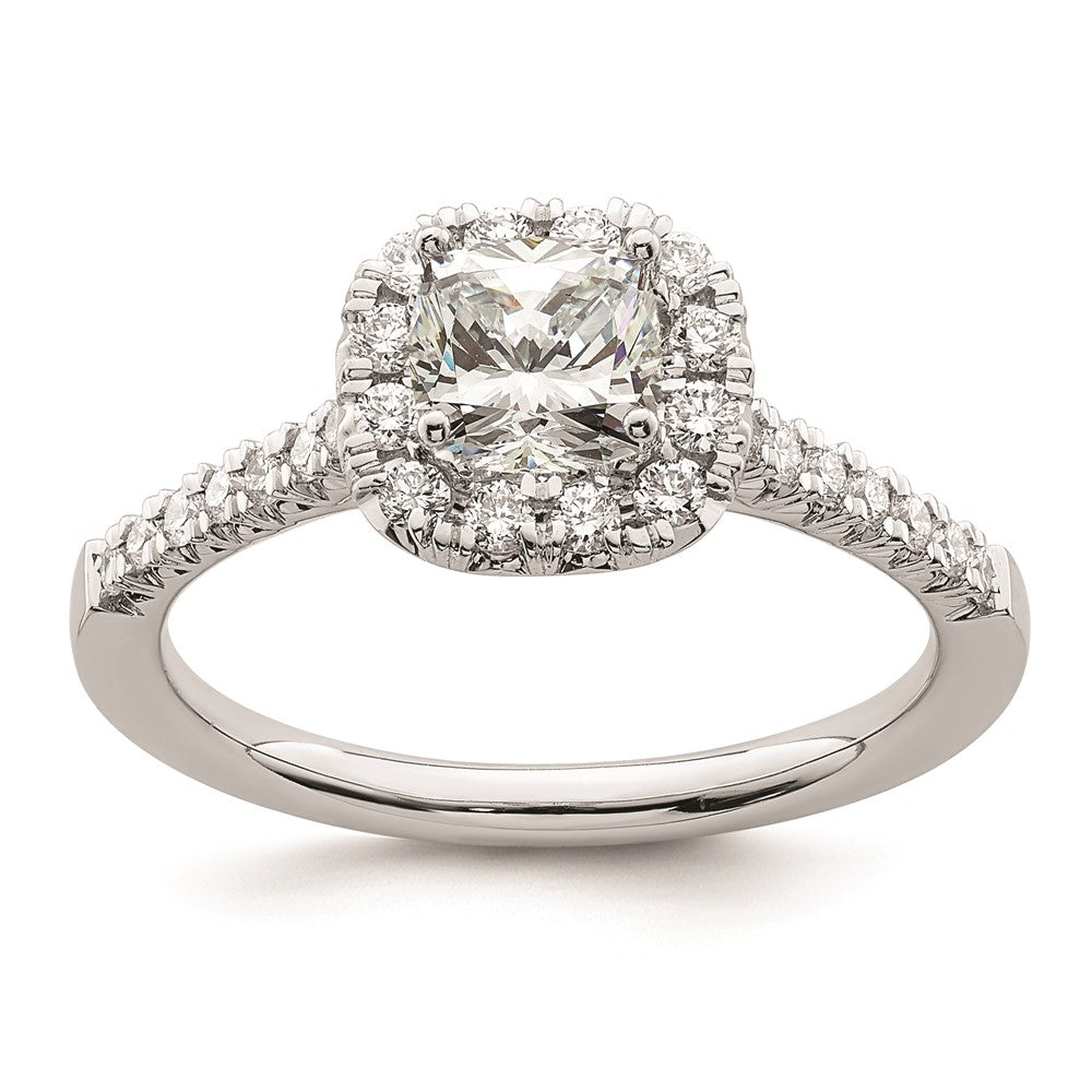 0.50ct. CZ Solid Real 14K White Gold Cushion Halo Engagement Ring