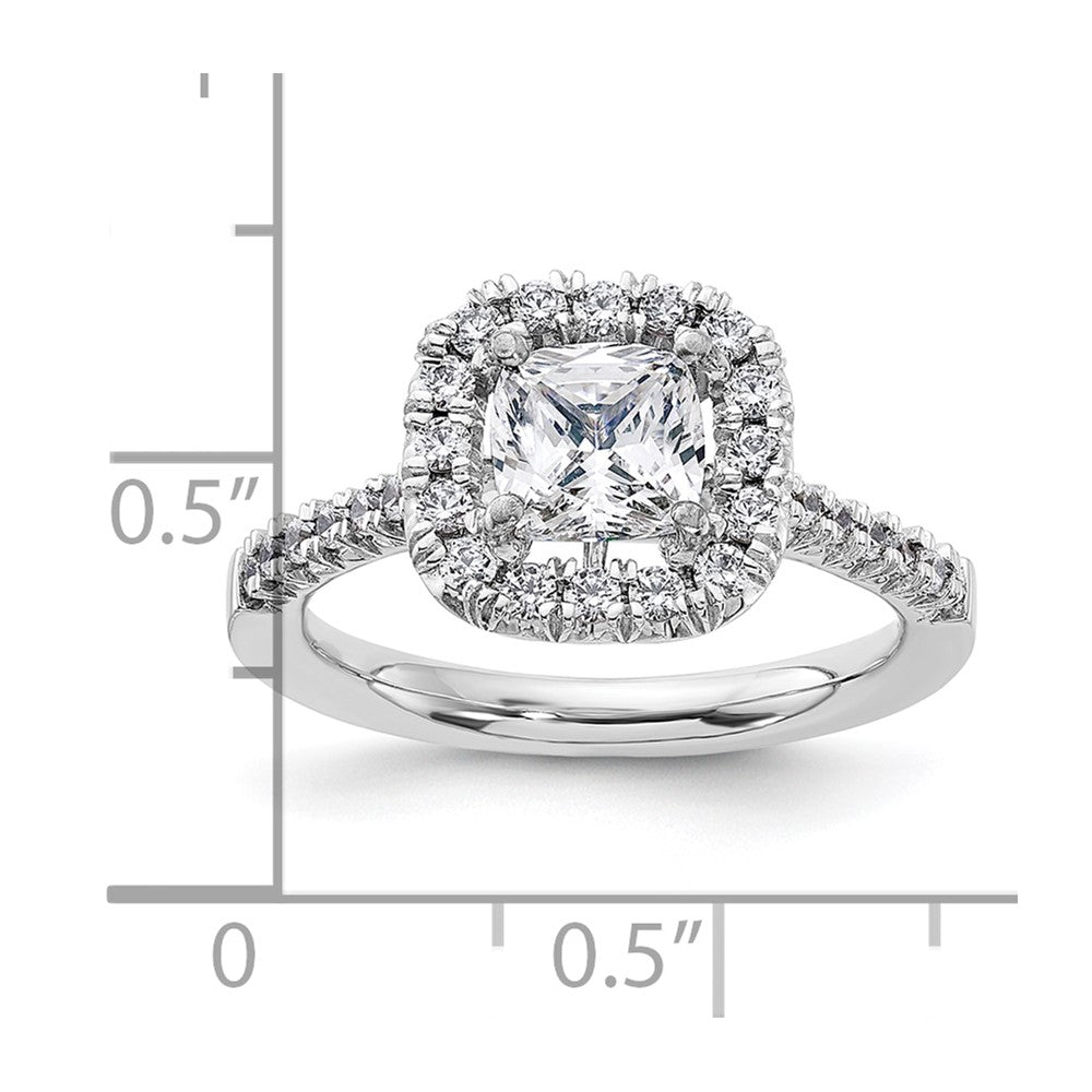 1.00ct. CZ Solid Real 14K White Gold Cushion Halo Engagement Ring