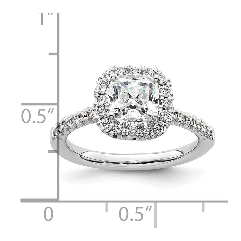 1.25ct. CZ Solid Real 14K White Gold Cushion Halo Engagement Ring