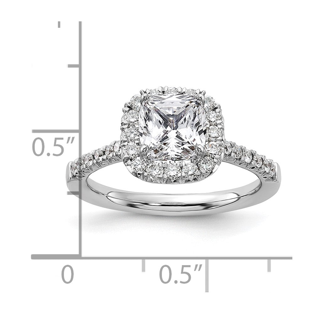 1.50ct. CZ Solid Real 14K White Gold Cushion Halo Engagement Ring