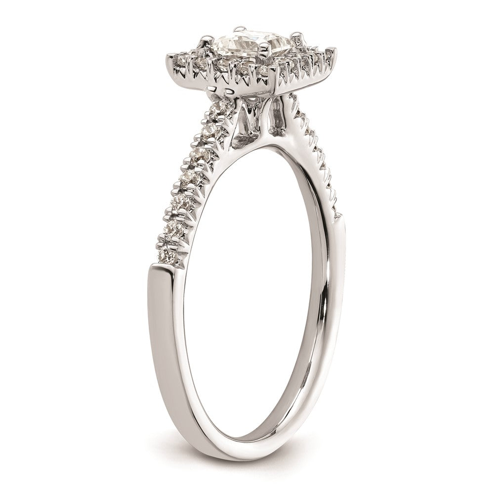 0.37ct. CZ Solid Real 14K White Gold Square Halo Engagement Ring