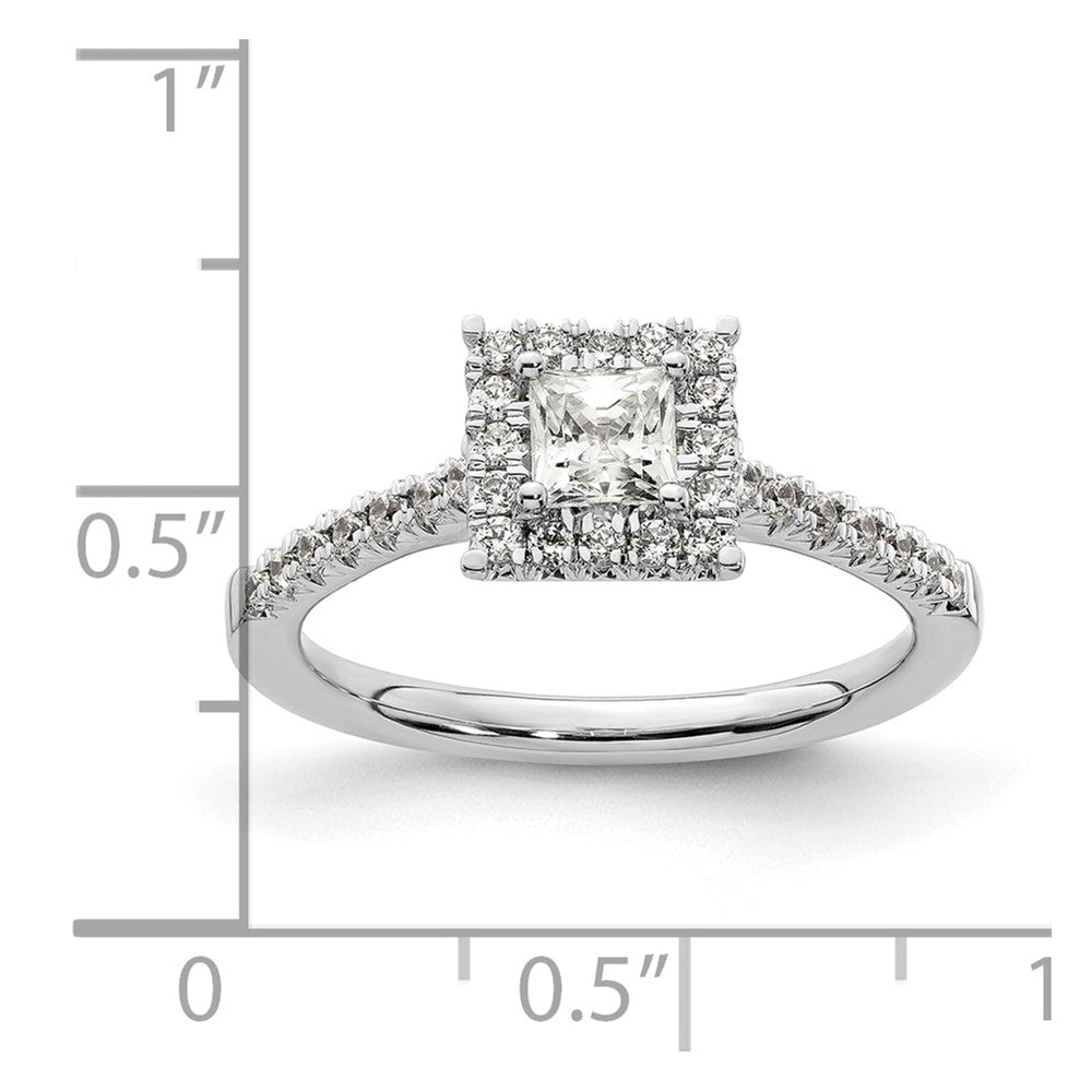 0.37ct. CZ Solid Real 14K White Gold Square Halo Engagement Ring