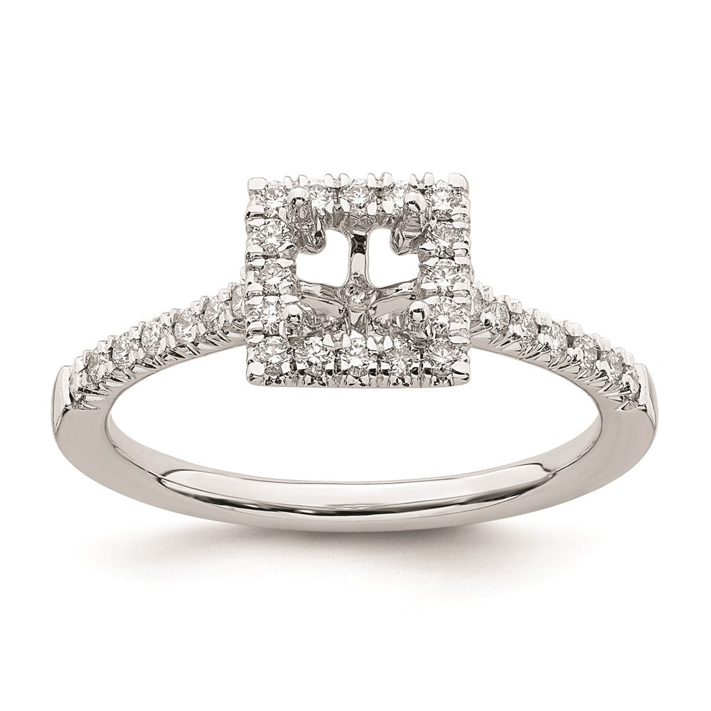 0.50ct. CZ Solid Real 14K White Gold Square Halo Engagement Ring