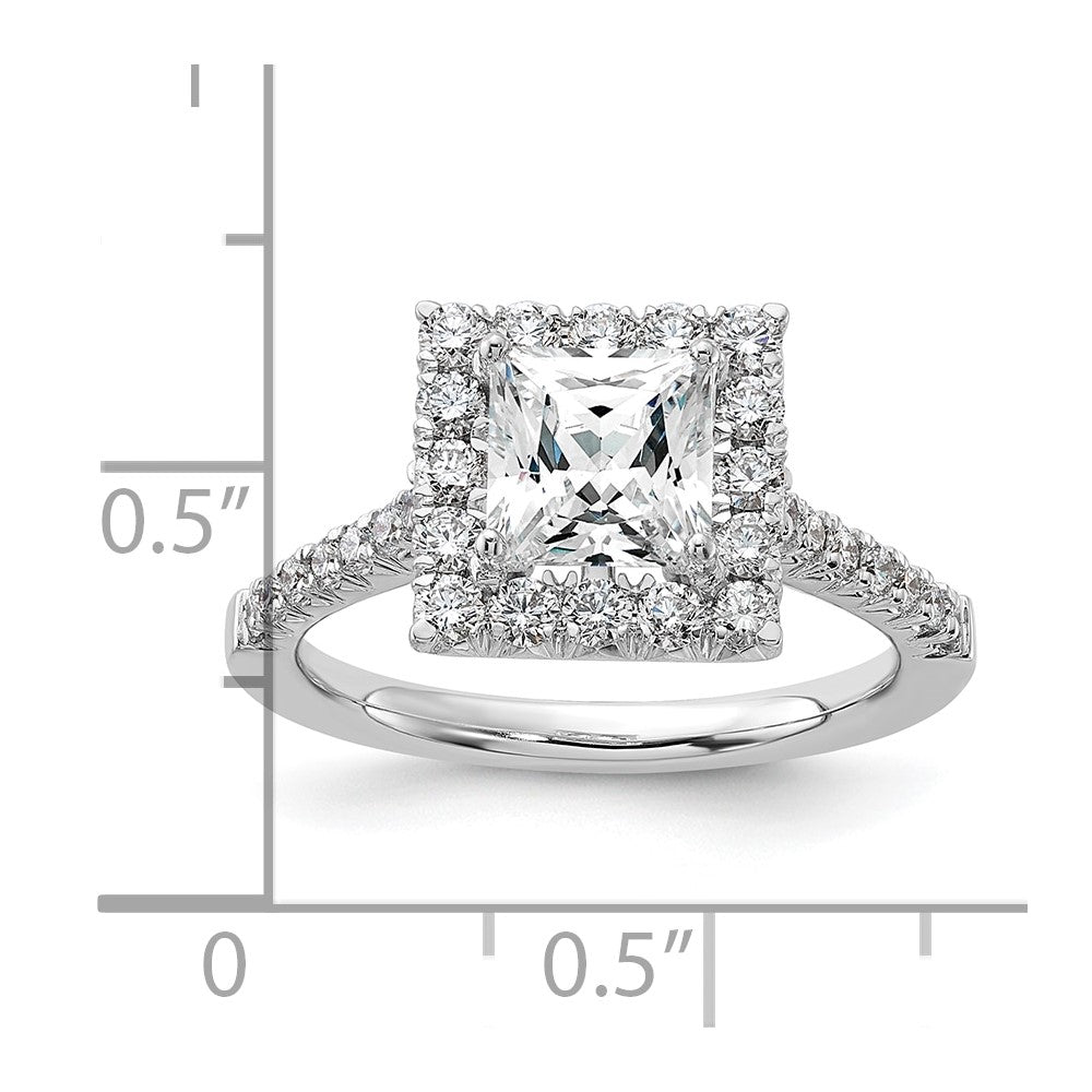 1.50ct. CZ Solid Real 14K White Gold Square Halo Engagement Ring