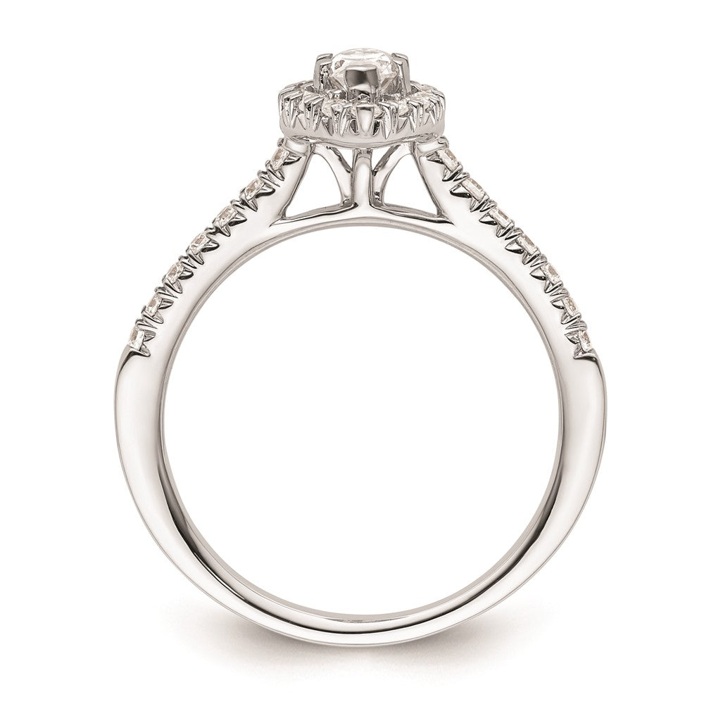 0.37ct. CZ Solid Real 14K White Gold Marquise Halo Engagement Ring