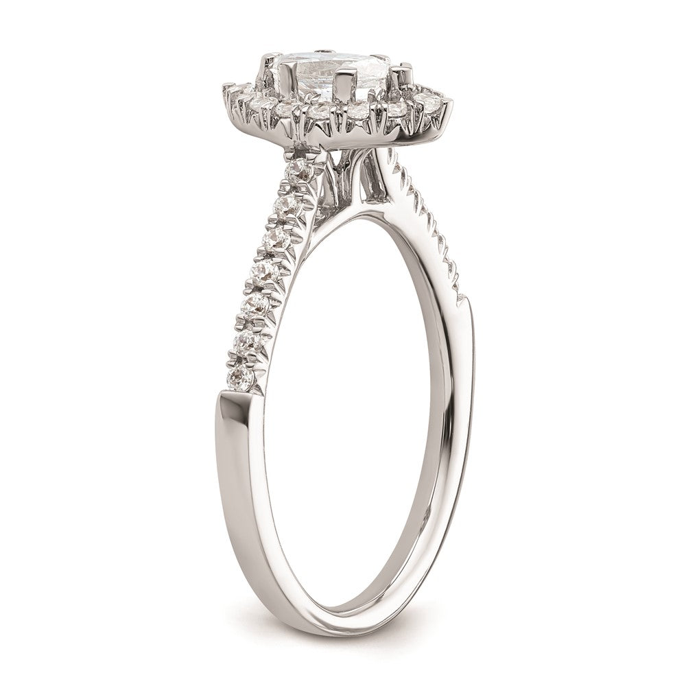 0.37ct. CZ Solid Real 14K White Gold Marquise Halo Engagement Ring