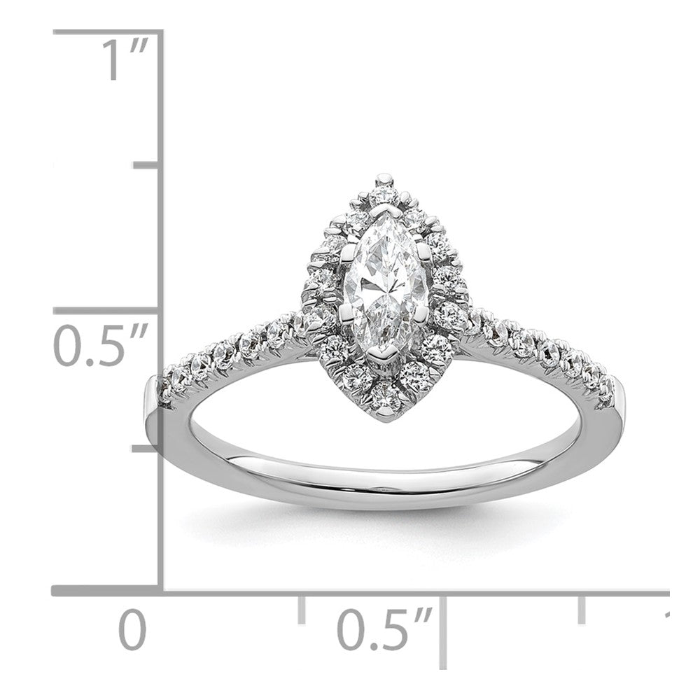 0.37ct. CZ Solid Real 14K White Gold Marquise Halo Engagement Ring