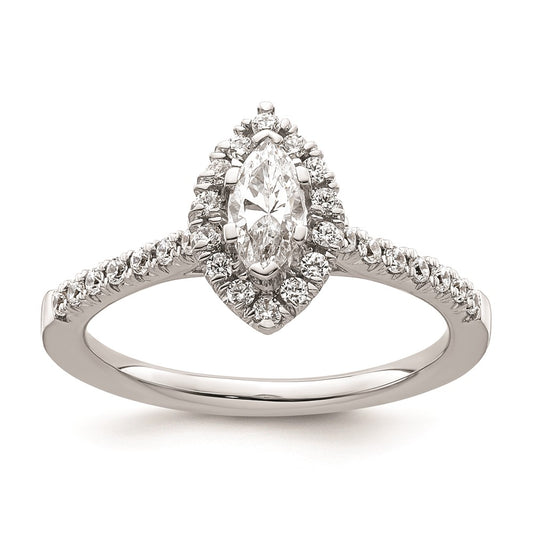 0.37ct. CZ Solid Real 14K White Gold Marquise Halo Engagement Ring