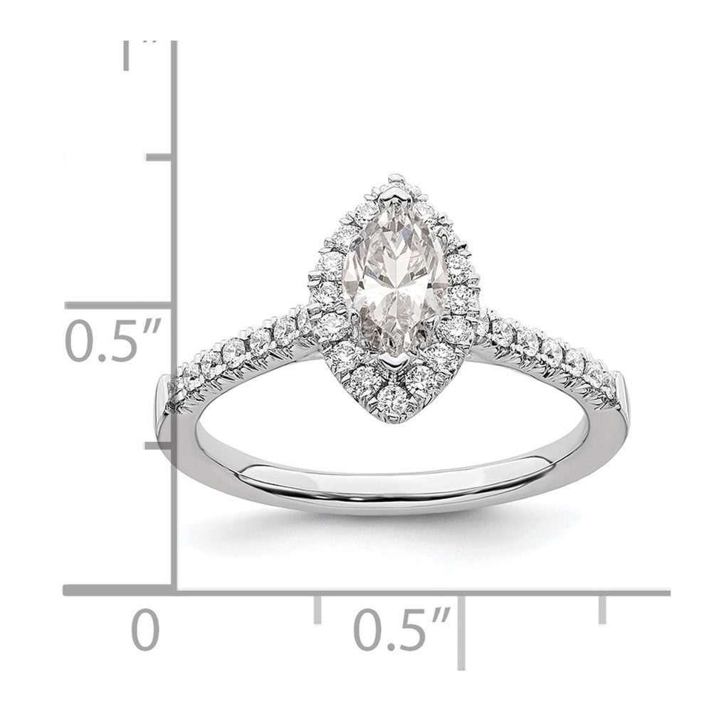 0.50ct. CZ Solid Real 14K White Gold Marquise Halo Engagement Ring