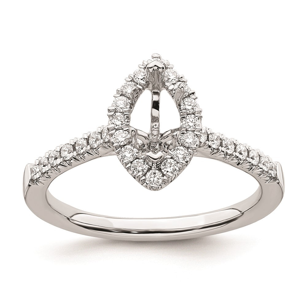 0.50ct. CZ Solid Real 14K White Gold Marquise Halo Engagement Ring