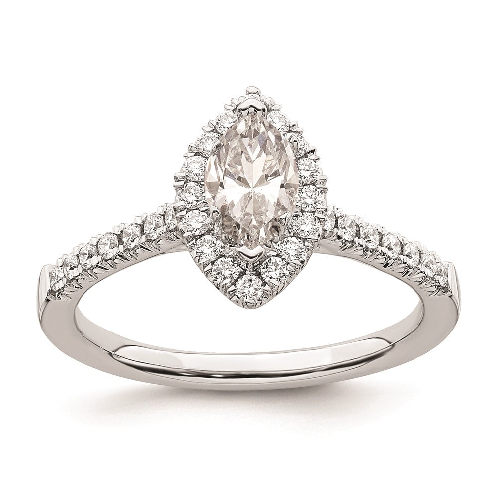 0.50ct. CZ Solid Real 14K White Gold Marquise Halo Engagement Ring