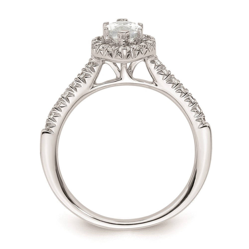 0.75ct. CZ Solid Real 14K White Gold Marquise Halo Engagement Ring