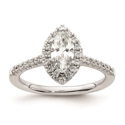 0.75ct. CZ Solid Real 14K White Gold Marquise Halo Engagement Ring