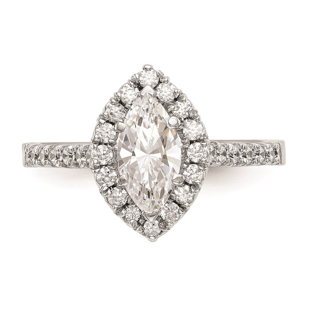 1.00ct. CZ Solid Real 14K White Gold Marquise Halo Engagement Ring