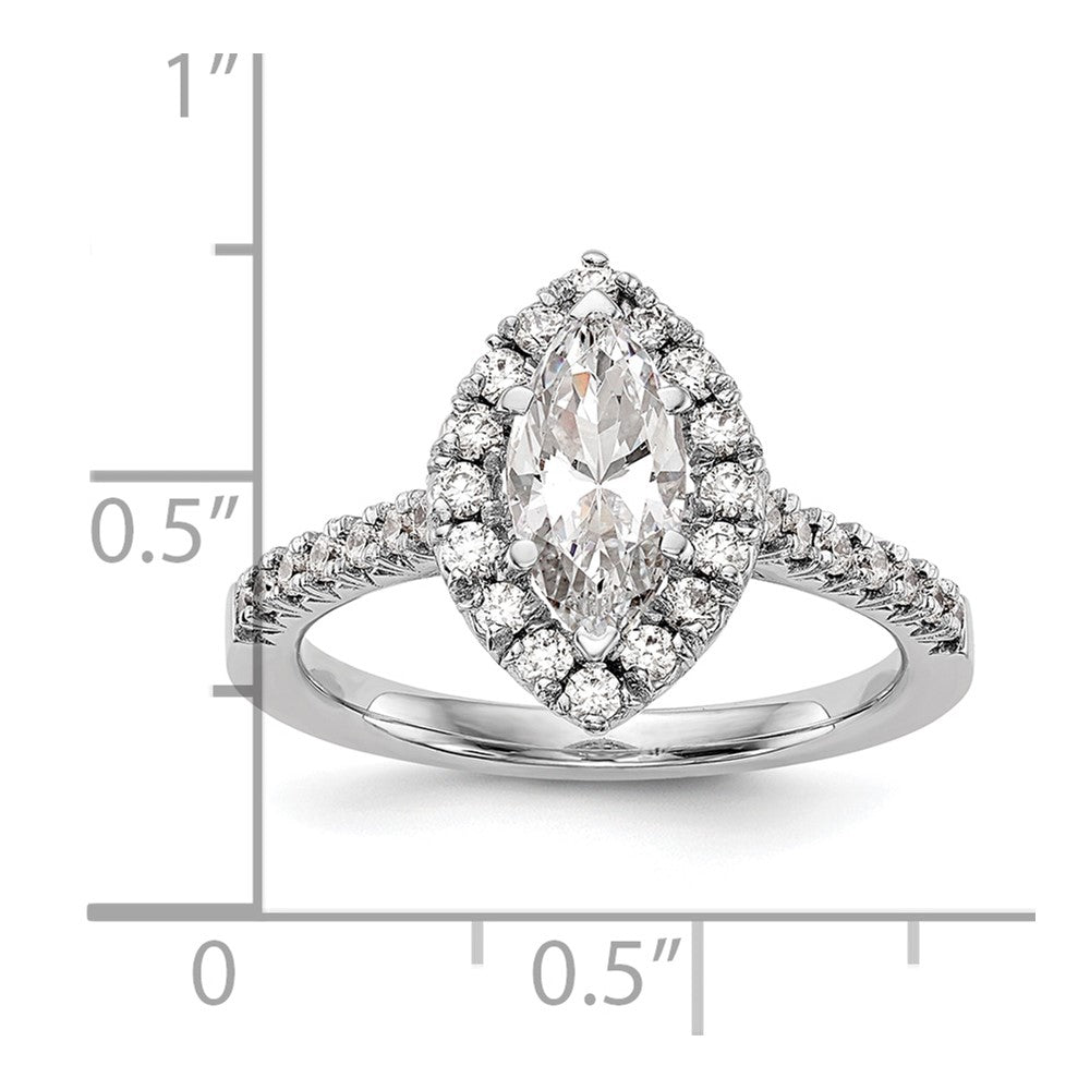 1.00ct. CZ Solid Real 14K White Gold Marquise Halo Engagement Ring