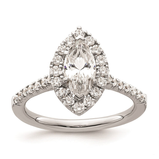 1.25ct. CZ Solid Real 14K White Gold Marquise Halo Engagement Ring