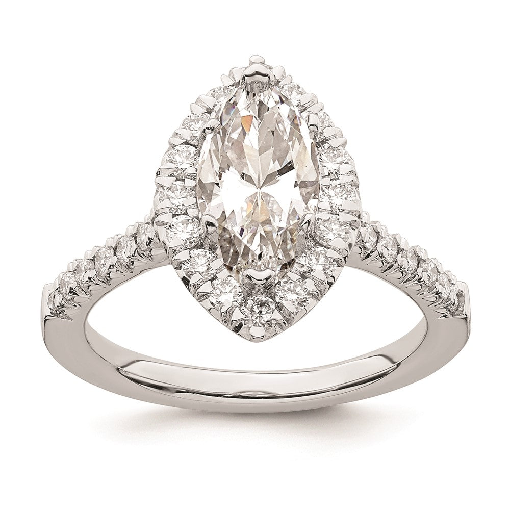 1.50ct. CZ Solid Real 14K White Gold Marquise Halo Engagement Ring