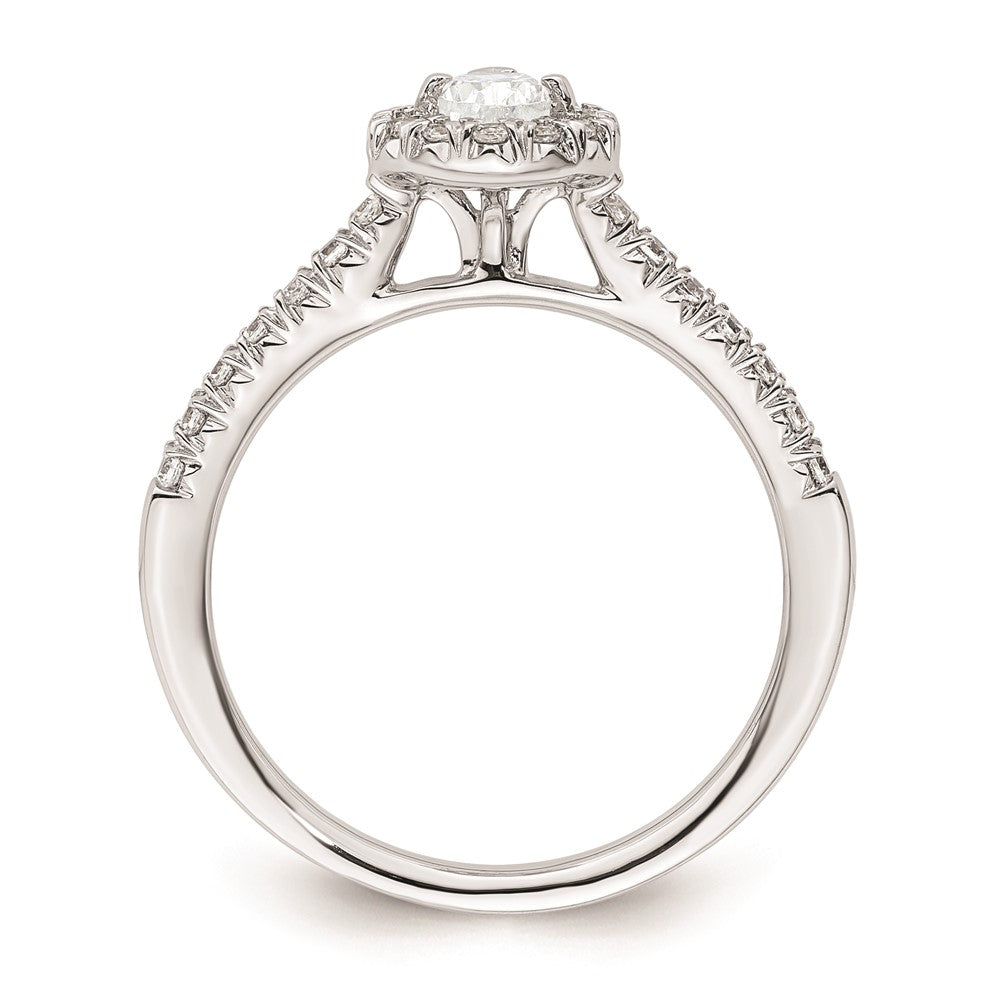 0.37ct. CZ Solid Real 14K White Gold Pear Halo Engagement Ring