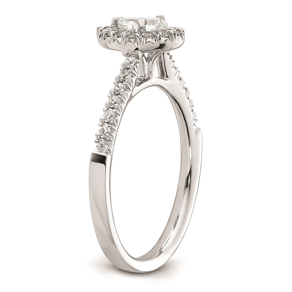 0.37ct. CZ Solid Real 14K White Gold Pear Halo Engagement Ring