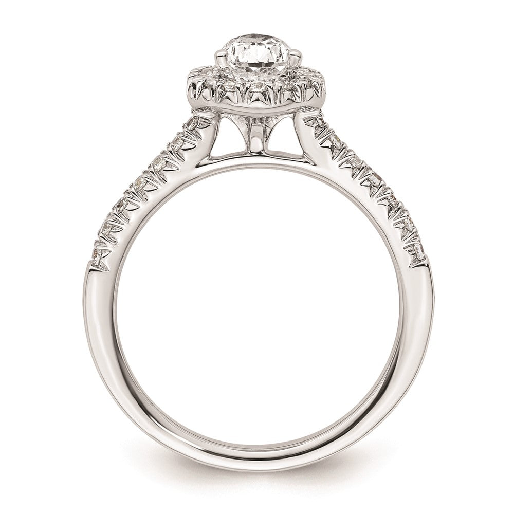 0.75ct. CZ Solid Real 14K White Gold Pear Halo Engagement Ring