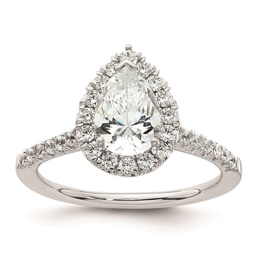 1.25ct. CZ Solid Real 14K White Gold Pear Halo Engagement Ring