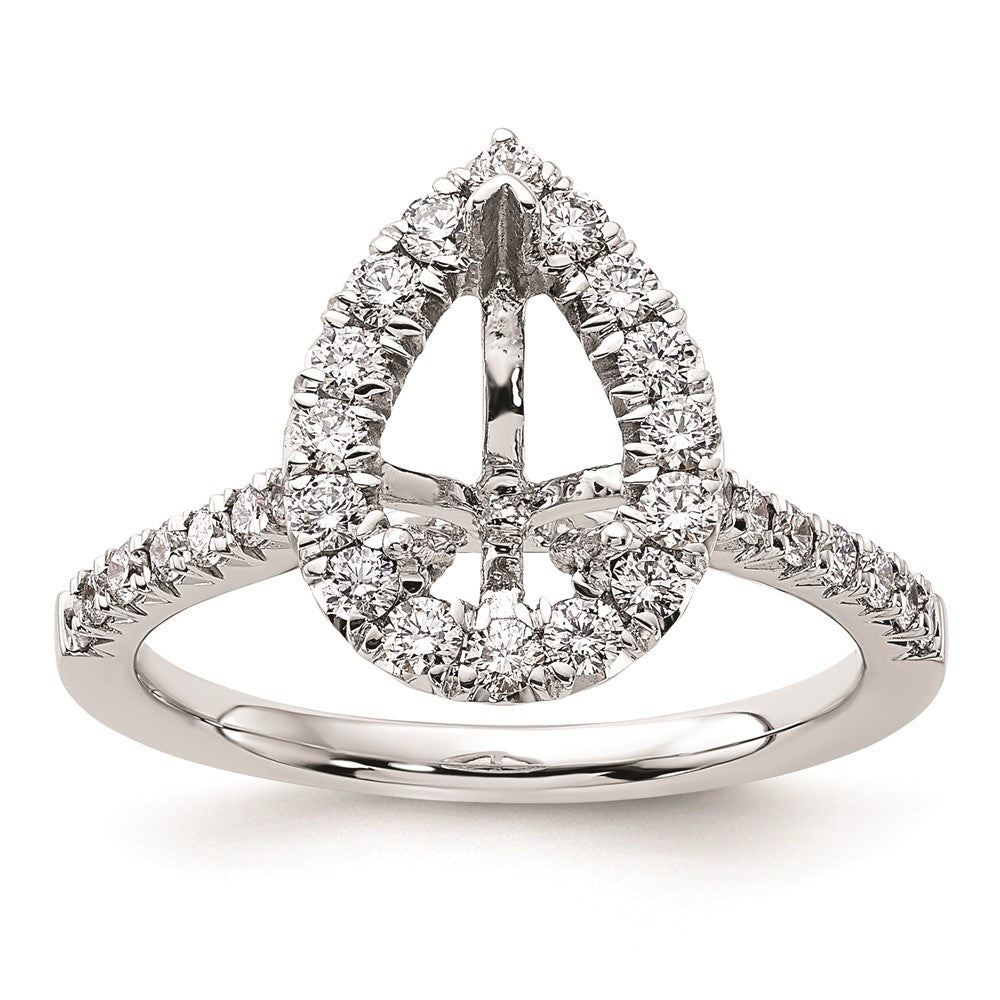 1.50ct. CZ Solid Real 14K White Gold Pear Halo Engagement Ring