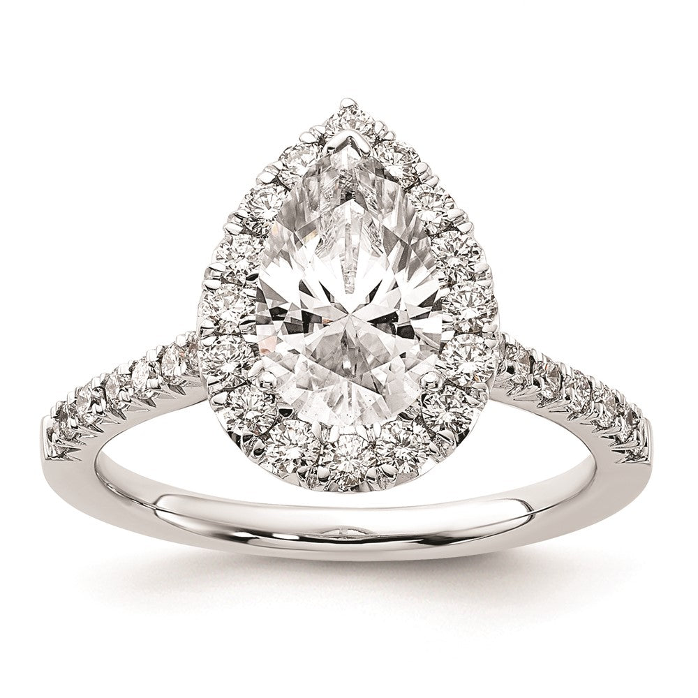 1.50ct. CZ Solid Real 14K White Gold Pear Halo Engagement Ring