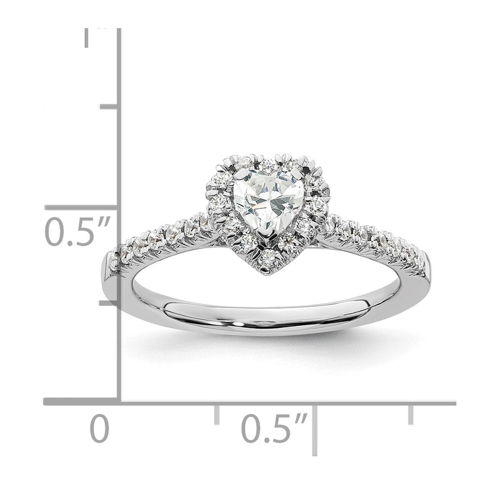 0.25ct. CZ Solid Real 14K White Gold Heart Halo Engagement Ring