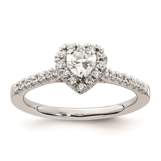 0.25ct. CZ Solid Real 14K White Gold Heart Halo Engagement Ring