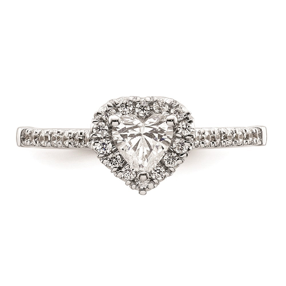 0.50ct. CZ Solid Real 14K White Gold Heart Halo Engagement Ring