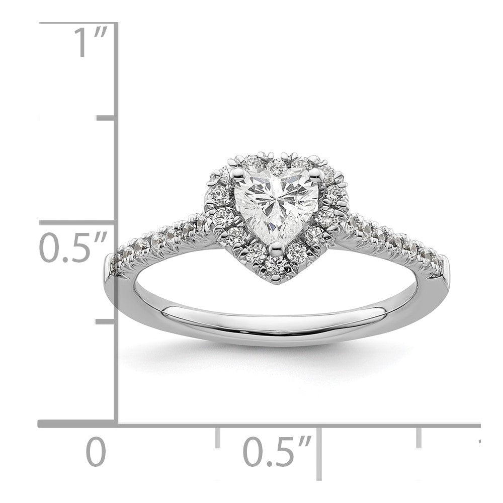 0.50ct. CZ Solid Real 14K White Gold Heart Halo Engagement Ring