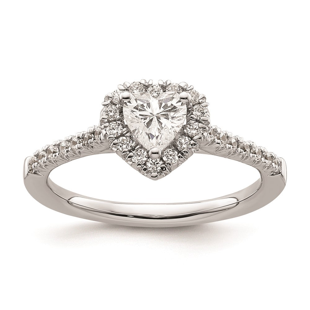 0.50ct. CZ Solid Real 14K White Gold Heart Halo Engagement Ring