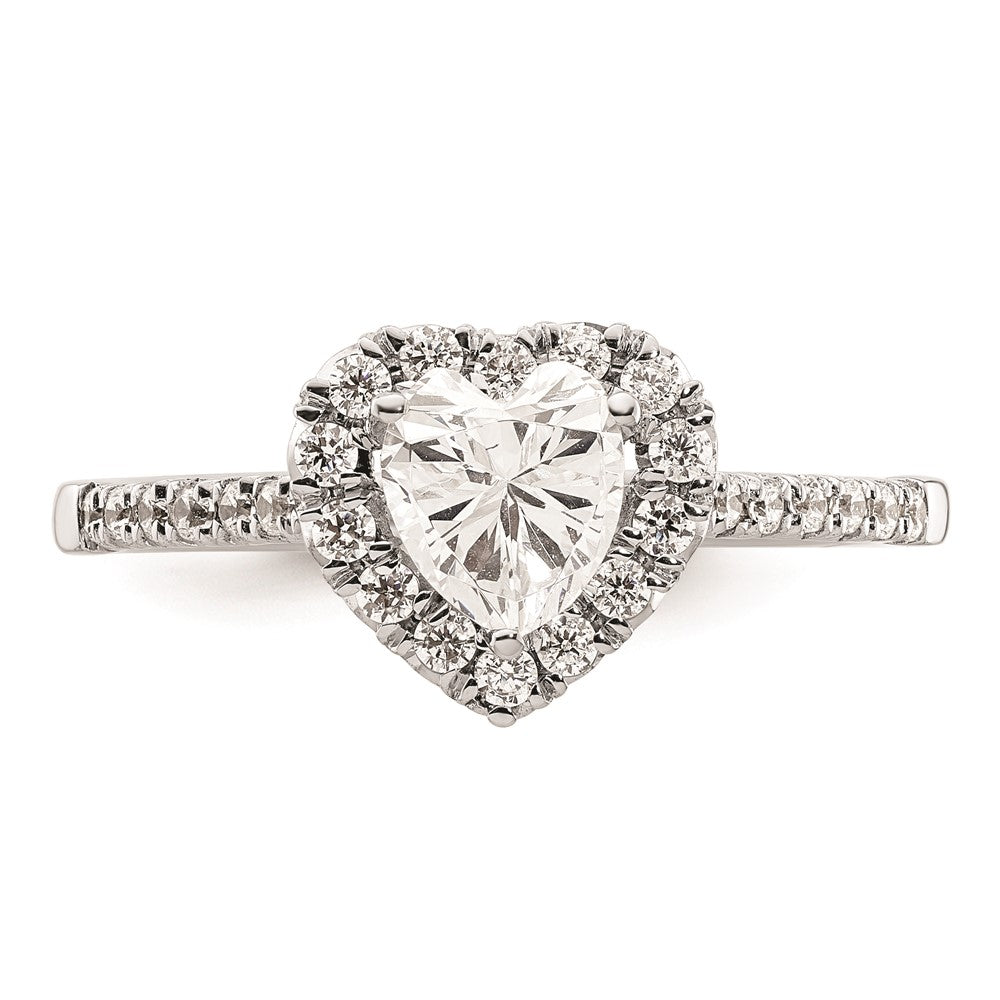 0.75ct. CZ Solid Real 14K White Gold Heart Halo Engagement Ring