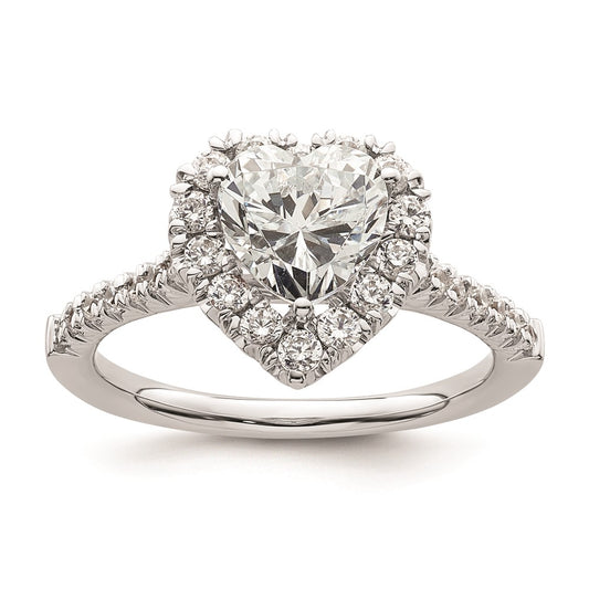 1.25ct. CZ Solid Real 14K White Gold Heart Halo Engagement Ring