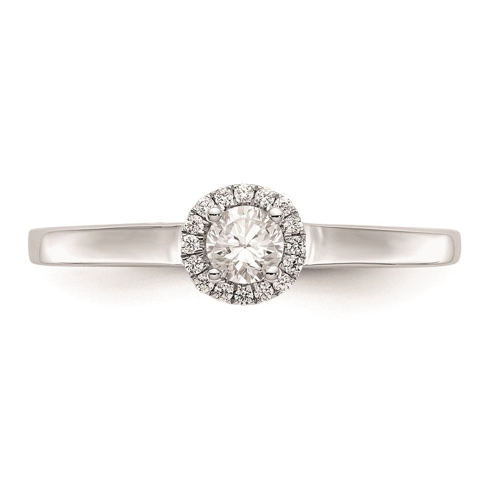 0.20ct. CZ Solid Real 14K White Gold Round Halo Engagement Ring