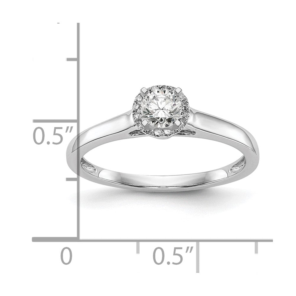 0.20ct. CZ Solid Real 14K White Gold Round Halo Engagement Ring