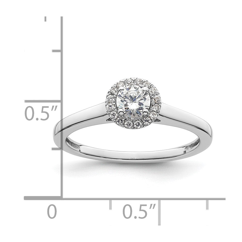 0.33ct. CZ Solid Real 14K White Gold Round Halo Engagement Ring