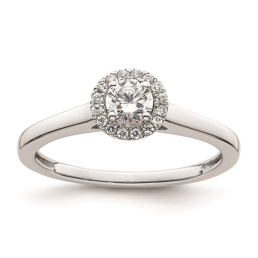 0.33ct. CZ Solid Real 14K White Gold Round Halo Engagement Ring