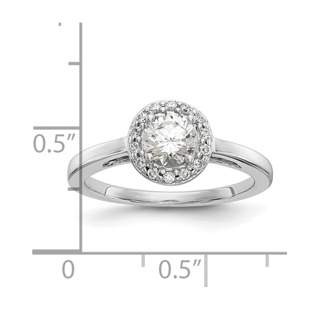 0.50ct. CZ Solid Real 14K White Gold Round Halo Engagement Ring