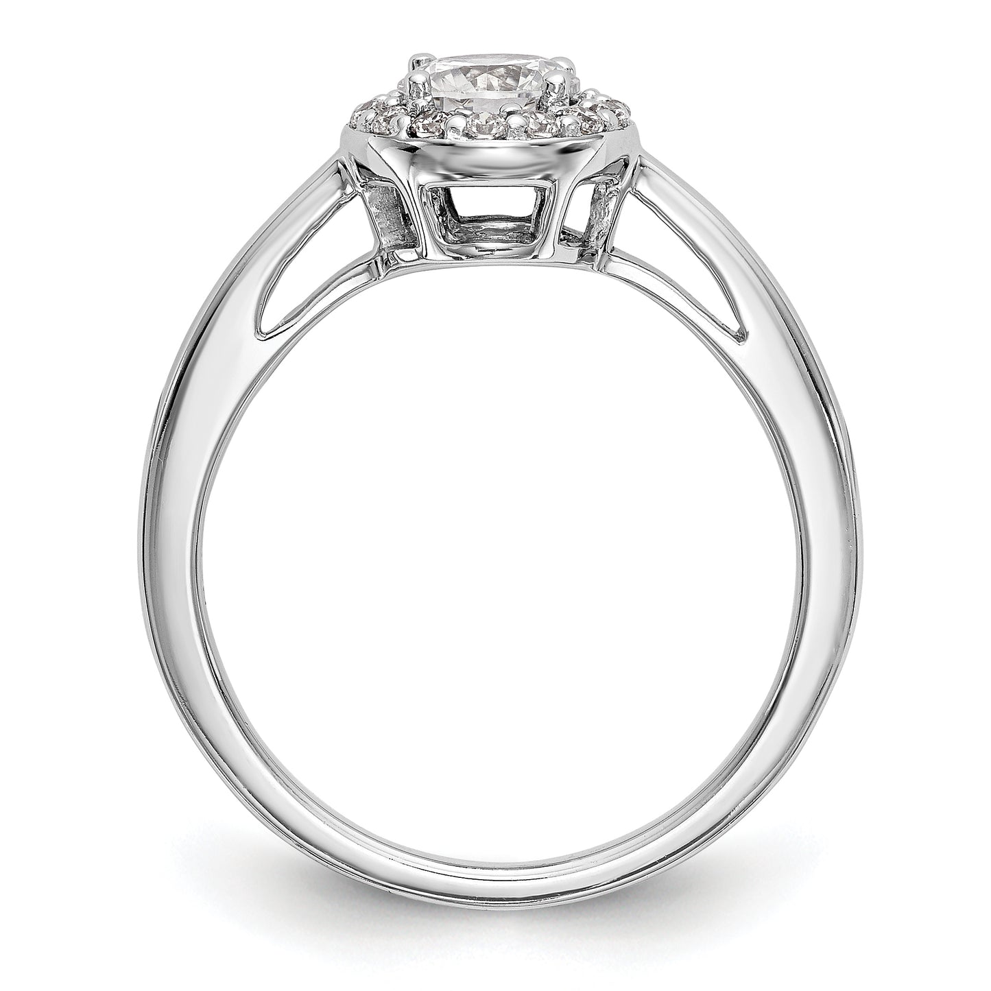 0.50ct. CZ Solid Real 14K White Gold Round Halo Engagement Ring