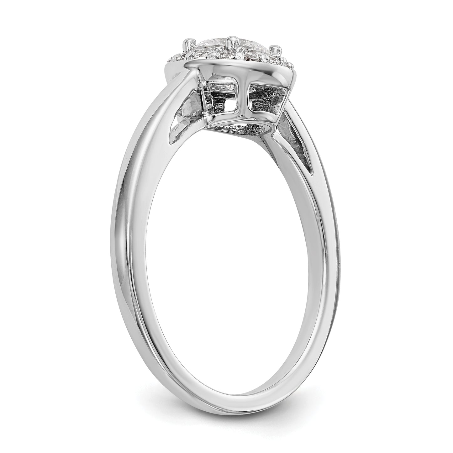 0.50ct. CZ Solid Real 14K White Gold Round Halo Engagement Ring