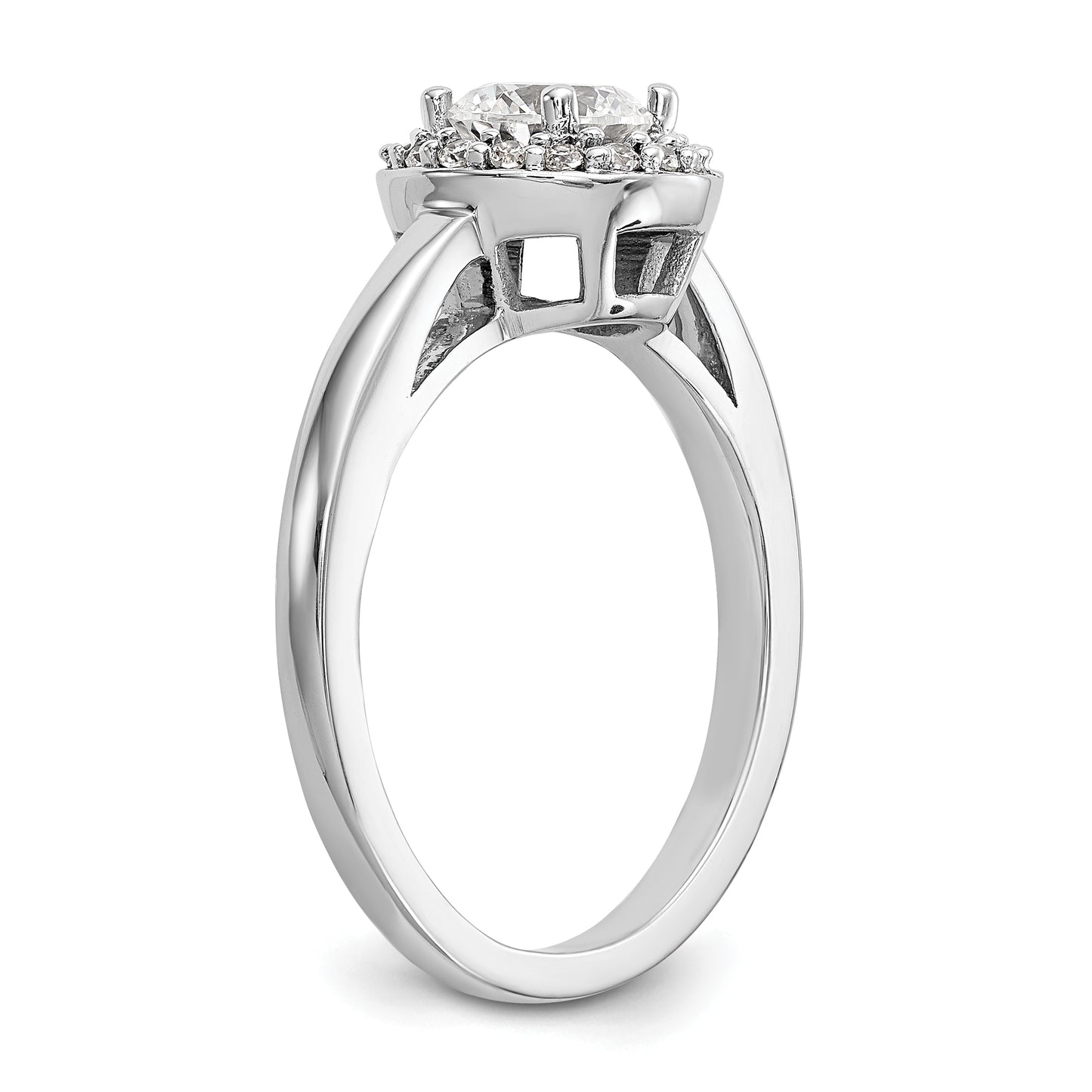 0.75ct. CZ Solid Real 14K White Gold Round Halo Engagement Ring