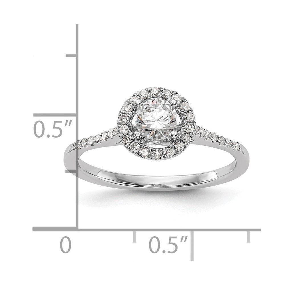 0.50ct. CZ Solid Real 14K White Gold Round Halo Engagement Ring