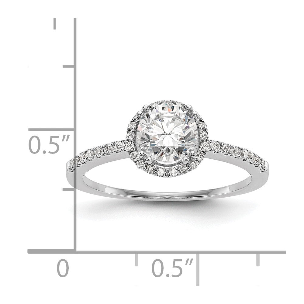 1.00ct. CZ Solid Real 14K White Gold Round Halo Engagement Ring