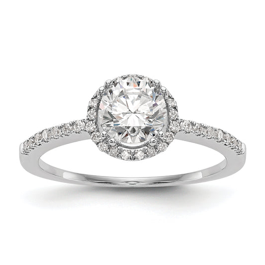 1.00ct. CZ Solid Real 14K White Gold Round Halo Engagement Ring