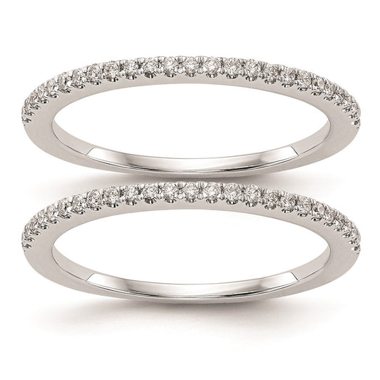 14k White Gold Real Diamond Set of 2 Wedding Bands