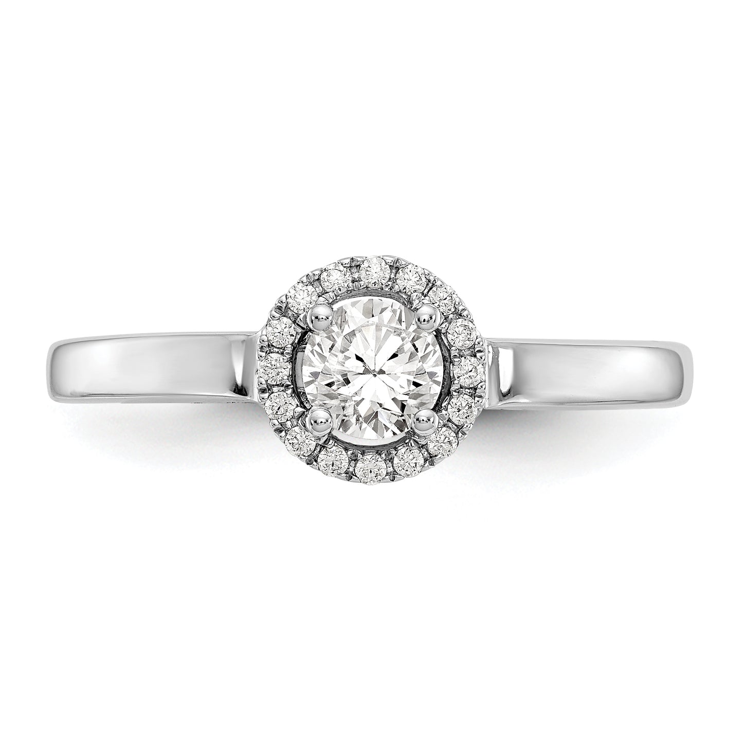 0.33ct. CZ Solid Real 14K White Gold Round Halo Engagement Ring