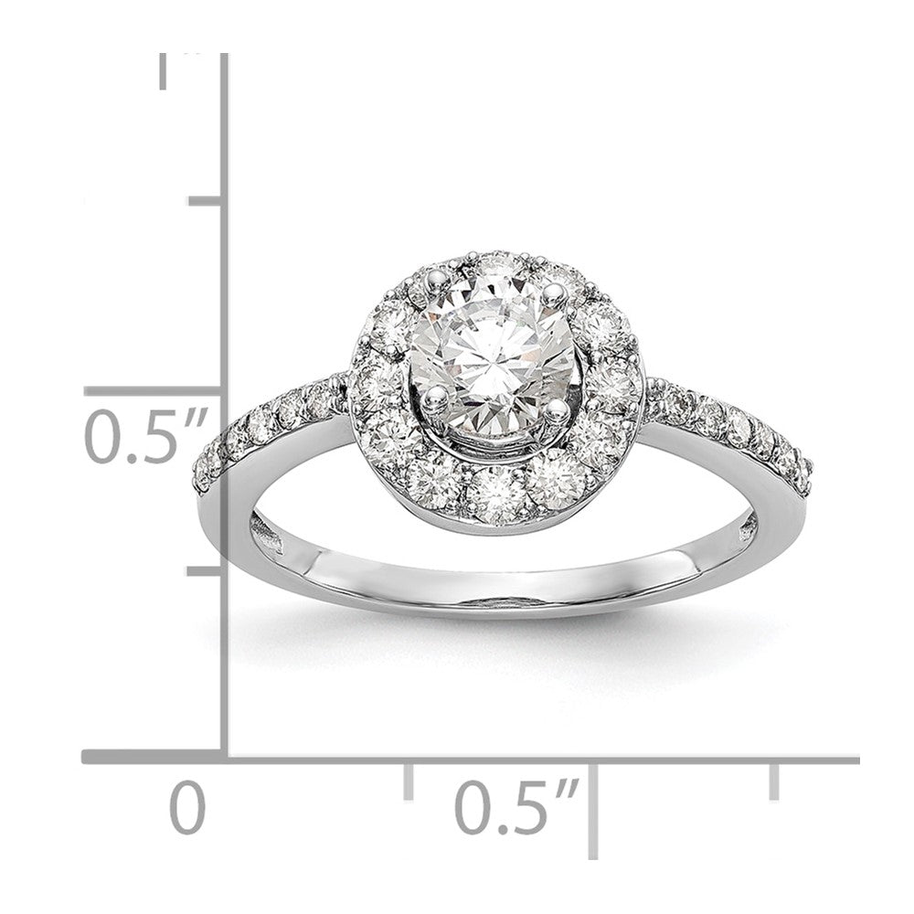 0.50ct. CZ Solid Real 14K White Gold Round Halo Engagement Ring