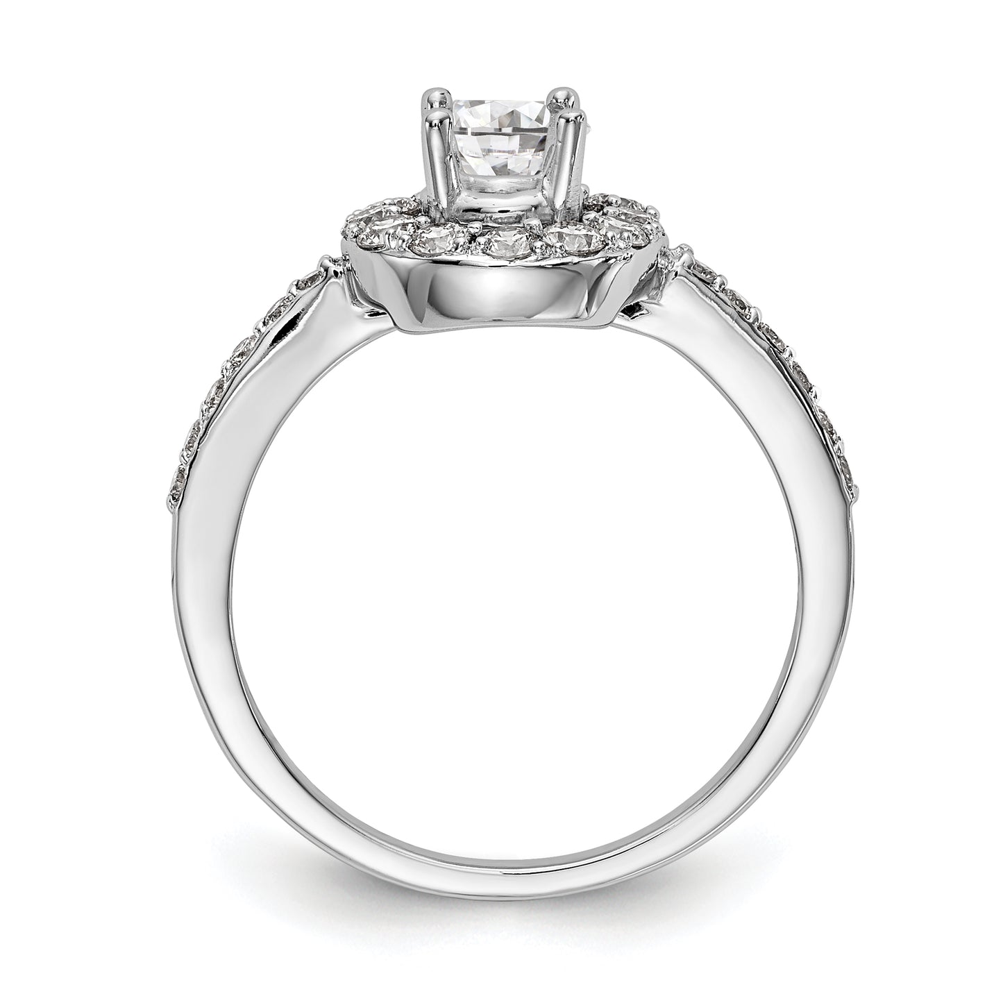 0.50ct. CZ Solid Real 14K White Gold Round Halo Engagement Ring