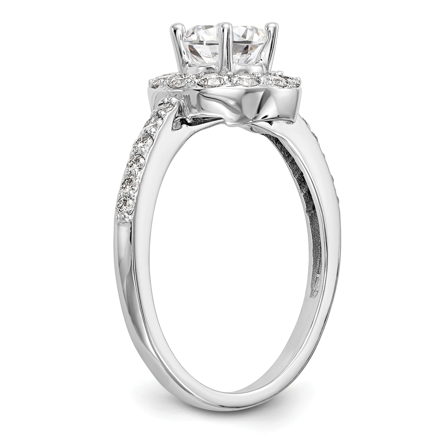 0.50ct. CZ Solid Real 14K White Gold Round Halo Engagement Ring